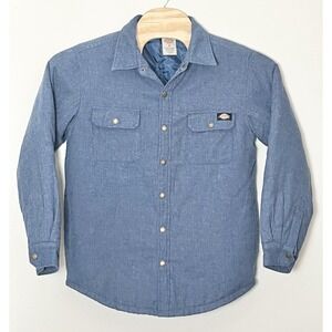 Dickies Shirt Jacket Men's Medium Blue Chambray Quilted Workwear Western Rugged